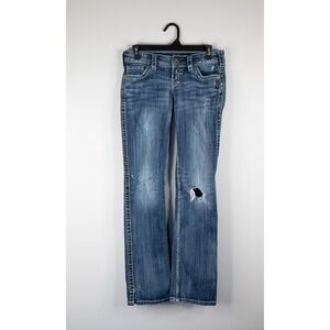 Silver Jeans McKenzie Slim Bootcut Womens 27x32 Blue Good Distressed‎ Low Rise